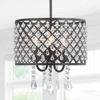 Jonathan Y Gigi 13" Metal/crystal Adjustable Led Drop Chandelier In Animal Print