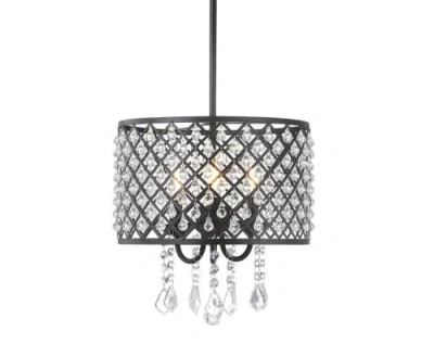 Jonathan Y Gigi Metal/crystal Adjustable Led Drop Chandelier In Black