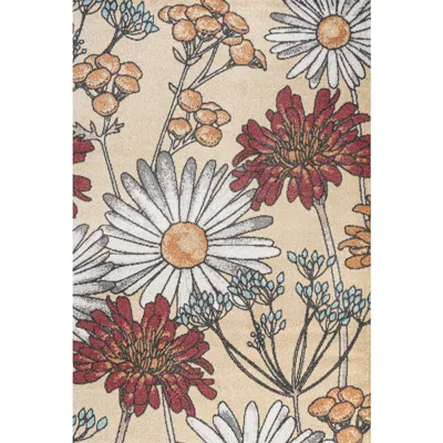 Jonathan Y Giglio Modern Botanical Flower Area Rug In Yellow/ivory/red