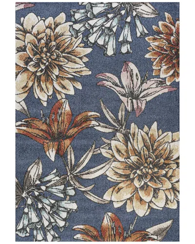 Jonathan Y Giglio Modern Botanical Flower Rug In Blue