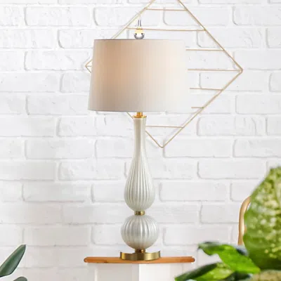 Jonathan Y Gillian 33.7" Glass Led Table Lamp In White
