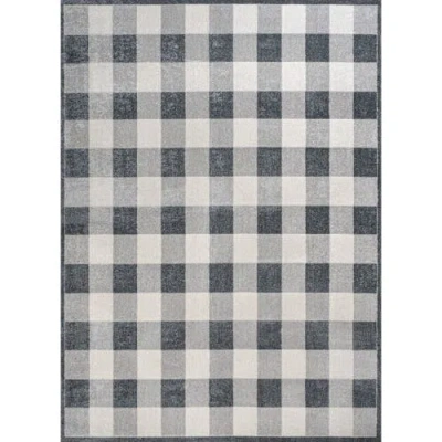 Jonathan Y Gingham Gradient Plaid Cottage Machine-washable Area Rug In Light Gray/dark Gray/cream