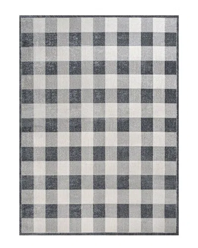 Jonathan Y Gingham Gradient Plaid Cottage Machine-washable Polyester Rug In Grey