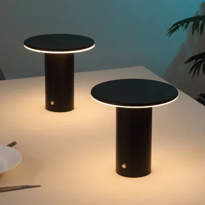 Jonathan Y Gio Modern Minimalist Column Rechargeable/cordless Dimmable Integrated Led Table Lamp With Touch Sen In Black