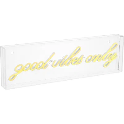Jonathan Y Good Vibes Only 20" X 6" Contemporary Glam Acrylic Box Usb Operated Led Neon Light, Yello In Yellow