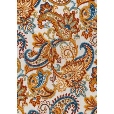 Jonathan Y Gordes Paisley High-low Light Indoor/outdoor Area Rug In Orange/multi