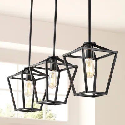 Jonathan Y Grace 36.5" 3-light Industrial Farmhouse Iron Linear Led Pendant In Black