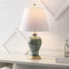 Jonathan Y Grace French Country Cottage Ceramic/iron Floral Urn Led Table Lamp In Green/white