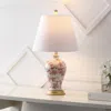 Jonathan Y Grace French Country Cottage Ceramic/iron Floral Urn Led Table Lamp In White/red