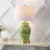 Jonathan Y Gracie 29.5" Traditional Cottage Ceramic/metal Ginger Jar Led Table Lamp In Green/white