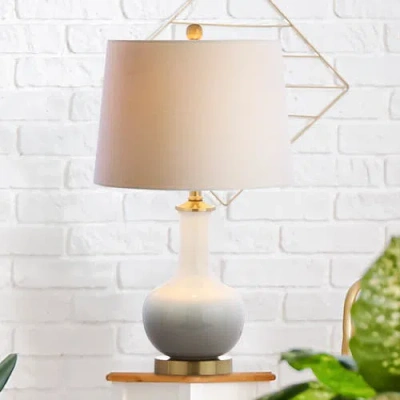 Jonathan Y Gradient Ceramic/brass Led Table Lamp In White/gray