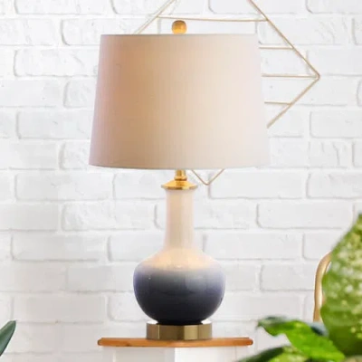 Jonathan Y Gradient Ceramic/brass Led Table Lamp In White/navy