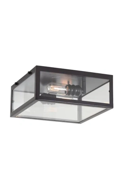 Jonathan Y Grayson 2-light Bohemian Farmhouse Iron/glass Led Flush Mount In Black