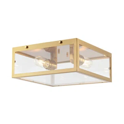 Jonathan Y Greyson 2-light Bohemian Farmhouse Iron/glass Led Flush Mount In Brass Gold