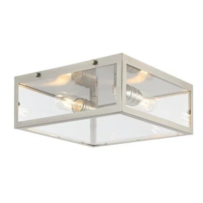 Jonathan Y Grayson 2-light Bohemian Farmhouse Iron/glass Led Flush Mount In Nickel