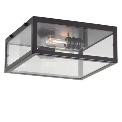 Jonathan Y Grayson 2-light Bohemian Farmhouse Iron/glass Led Flush Mount In Oil Rubbed Bronze/clear