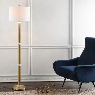 Jonathan Y Gregory 60.5" Metal/marble Led Floor Lamp In Gold