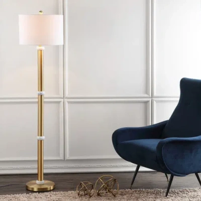 Jonathan Y Gregory Metal/marble Led Floor Lamp In Gold