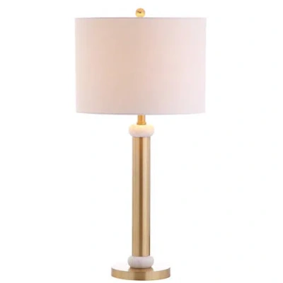 Jonathan Y Gregory 27" Metal/marble Led Table Lamp In Gold/white