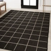 Jonathan Y Grid Modern Squares Indoor/outdoor Area Rug In Black/cream