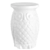 Jonathan Y Groovy Owl 17.5" Ceramic Garden Stool In White