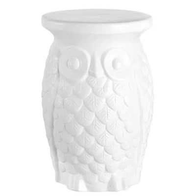JONATHAN Y JONATHAN Y GROOVY OWL 17.5" CERAMIC GARDEN STOOL