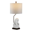 Jonathan Y Guardian Lion 27.5" Ceramic Classic Modern Led Table Lamp, White In White