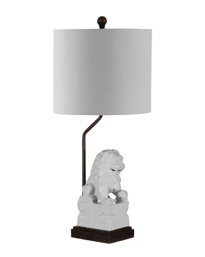 JONATHAN Y JONATHAN Y GUARDIAN LION WHITE CERAMIC LED TABLE LAMP