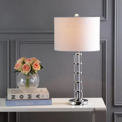 Jonathan Y Hailey Crystal Led Table Lamp In Chrome