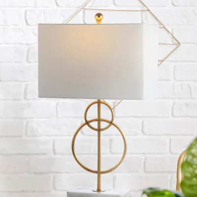 Jonathan Y Haines 26" Modern Circle Marble/metal Led Table Lamp In Gold