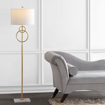 Jonathan Y Haines 60" Modern Circle Marble/metal Led Floor Lamp In Gold