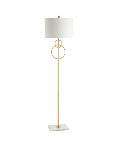 Jonathan Y Haines 60" Modern Circle Marble/metal Led Floor Lamp In Gold Leaf,white