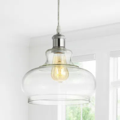 Jonathan Y Hampton 9.38" Adjustable Iron/glass Pharmacy Led Pendant In Transparent