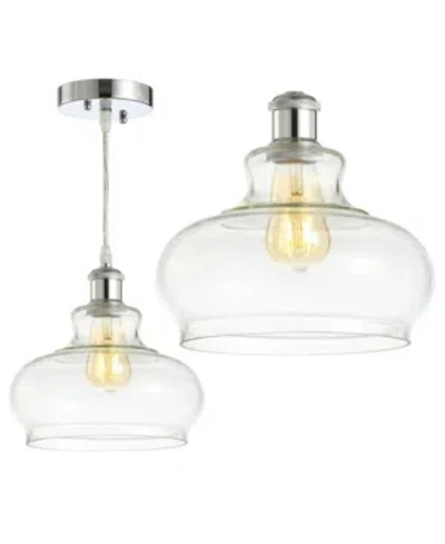 Jonathan Y Hampton Adjustable Pharmacy Led Pendant In Silver-tone
