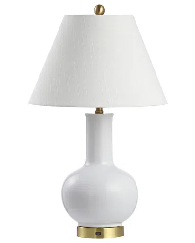 Jonathan Y Han 27in Ceramic/iron Contemporary Usb Charging Led Table Lamp In Metallic