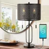 Jonathan Y Hank 27" 2-light Industrial Farmhouse Iron Led Table Lamp With Usb Charging Port