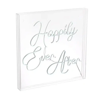 Jonathan Y Happily Ever After 23.63" Square Contemporary Glam Acrylic Box Usb Operated Led Neon Ligh In White