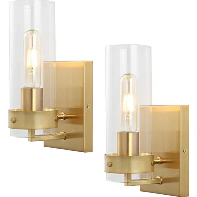 Jonathan Y Harper 1-light Coastal Minimalist Iron/glass Led Sconce In Brass Gold