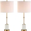 Jonathan Y Designs Set Of 2 Harper 27in Marble & Crystal Table Lamps In White/brass Gold