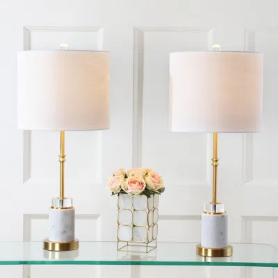 Jonathan Y Harper 27" Marble/crystal Led Table Lamp (set Of 2) In Multi