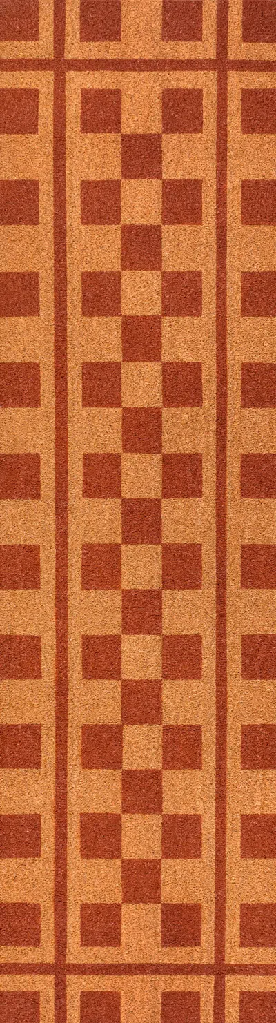 Jonathan Y Harper Classic Farmhouse Checkerboard Coir Indoor/outdoor Area Rug In Brown