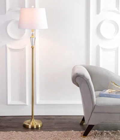 Jonathan Y Harper Crystal / Metal Led Floor Lamp In Brass Gold/clear