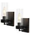 Jonathan Y Harper 4in Set Of 2 1-light Modern Farmhouse Iron/glass Led Sconce In Bronze