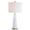 Jonathan Y Hartley 29" Ceramic Column Led Table Lamp In White/brass Gold