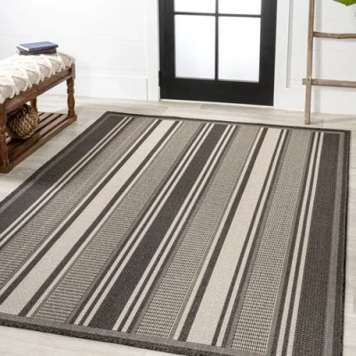 Jonathan Y Haynes Modern Double Stripe Indoor/outdoor Area Rug In Gray