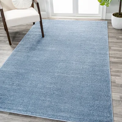 Jonathan Y Haze Solid Low-pile Area Rug In Blue/lagoon