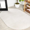 Jonathan Y Haze Solid Low-pile Oval Area Rug In Beige/ecru