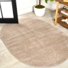 Jonathan Y Haze Solid Low-pile Oval Area Rug In Beige/pearl