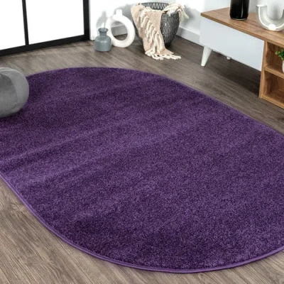 Jonathan Y Haze Solid Low-pile Oval Area Rug In Lavender/purple