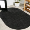 Jonathan Y Haze Solid Low-pile Oval Area Rug In Onyx-black
